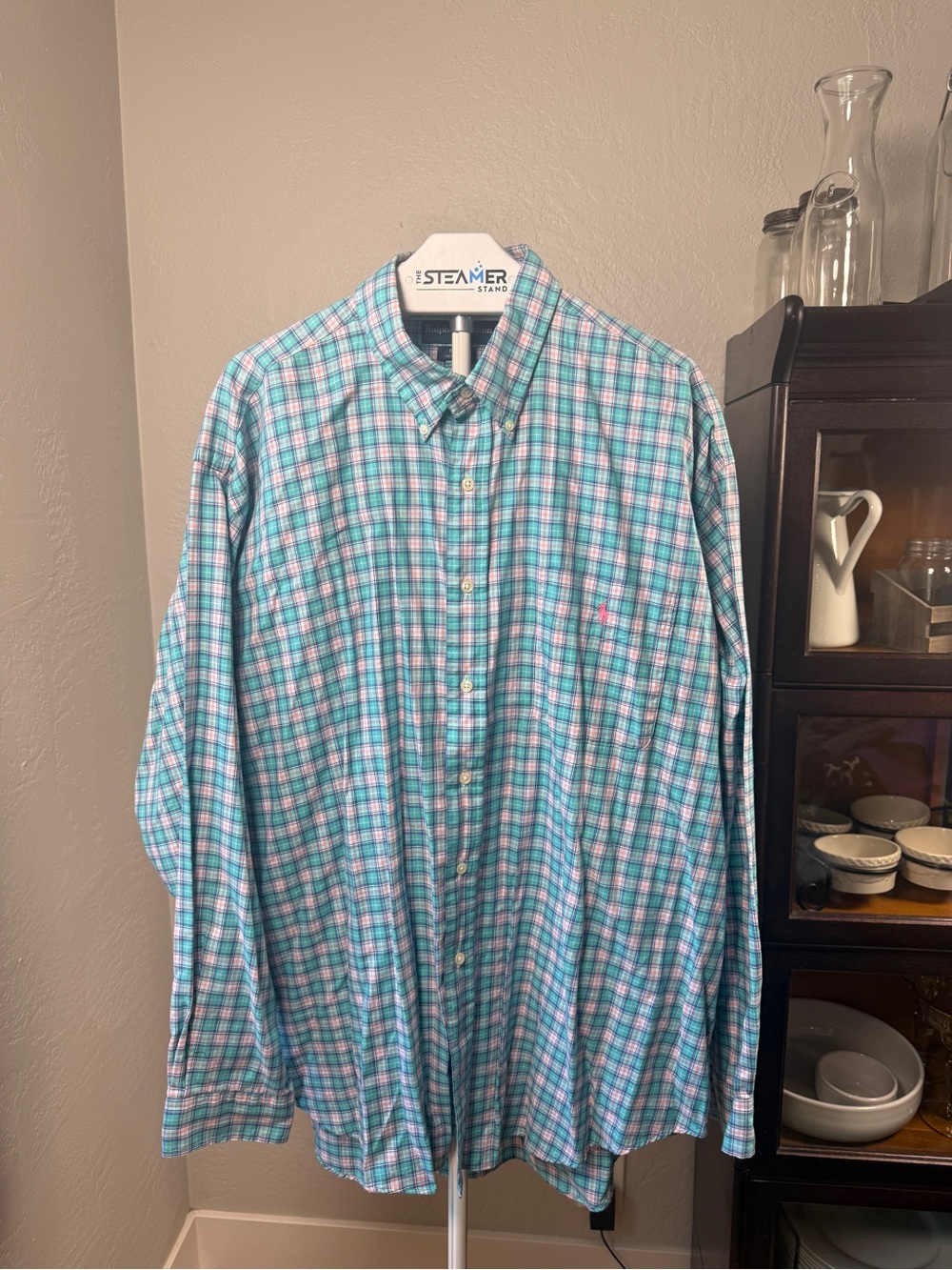 Ralph Lauren Blake Button-Down Plaid Shirt 100% Cotton Pink Pony Size XXL